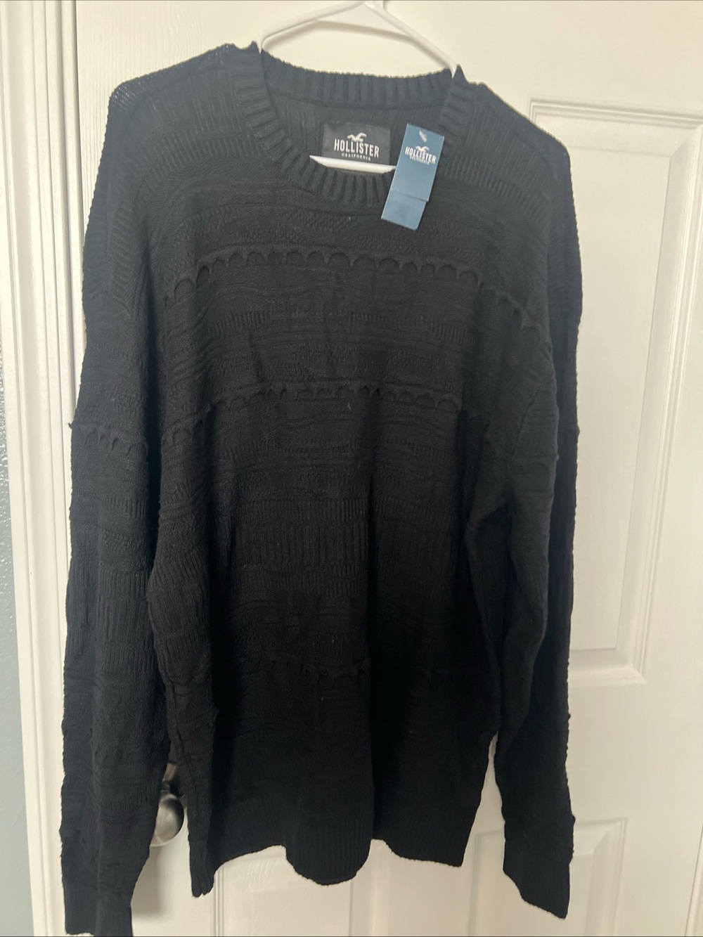 Hollister Black Textured Crewneck Sweater